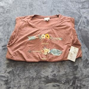 Tru Self Arrow Sunflower Twist Front Tank Top Size XL NWT